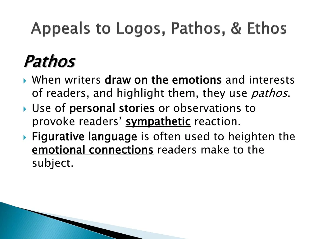 pathos when writers draw on the emotions