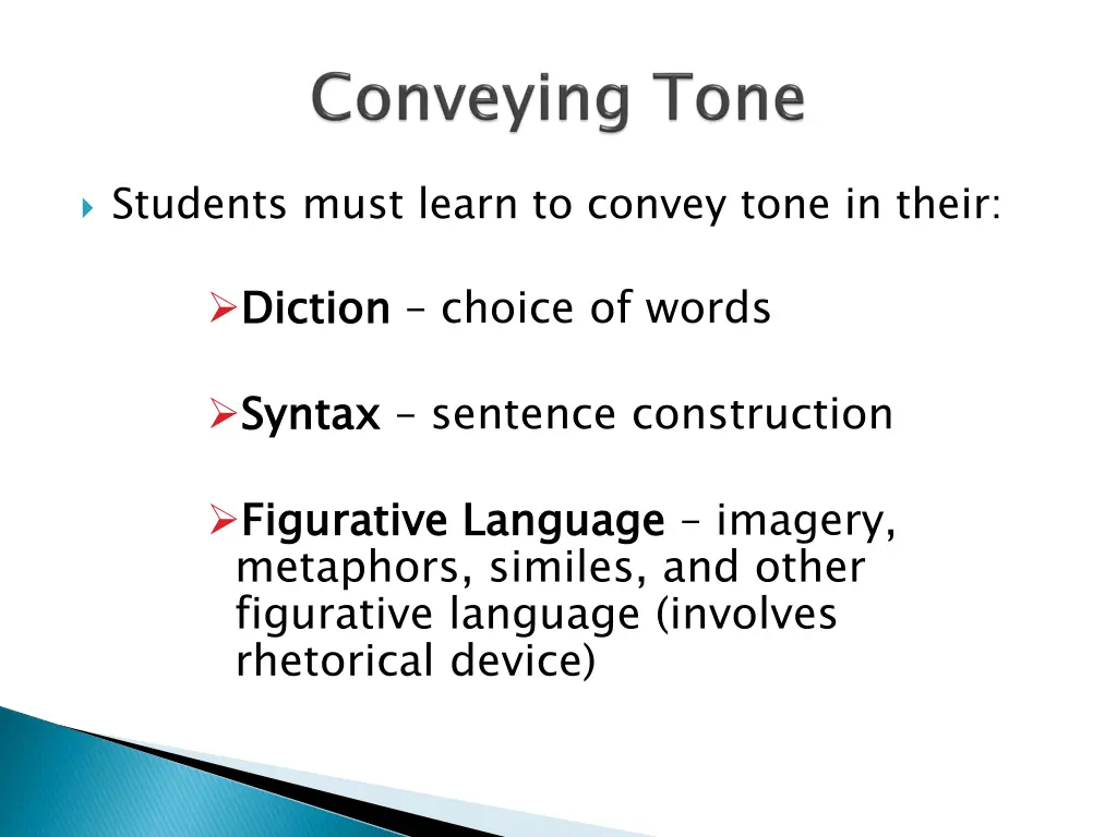 students must learn to convey tone in their