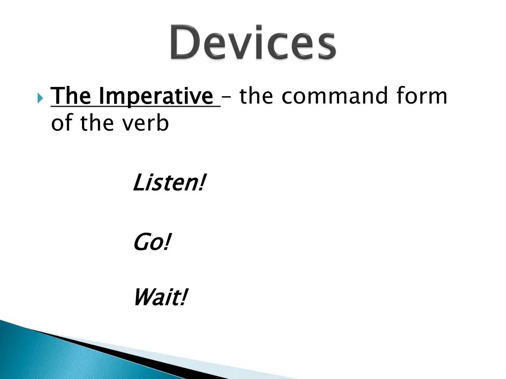 the imperative of the verb