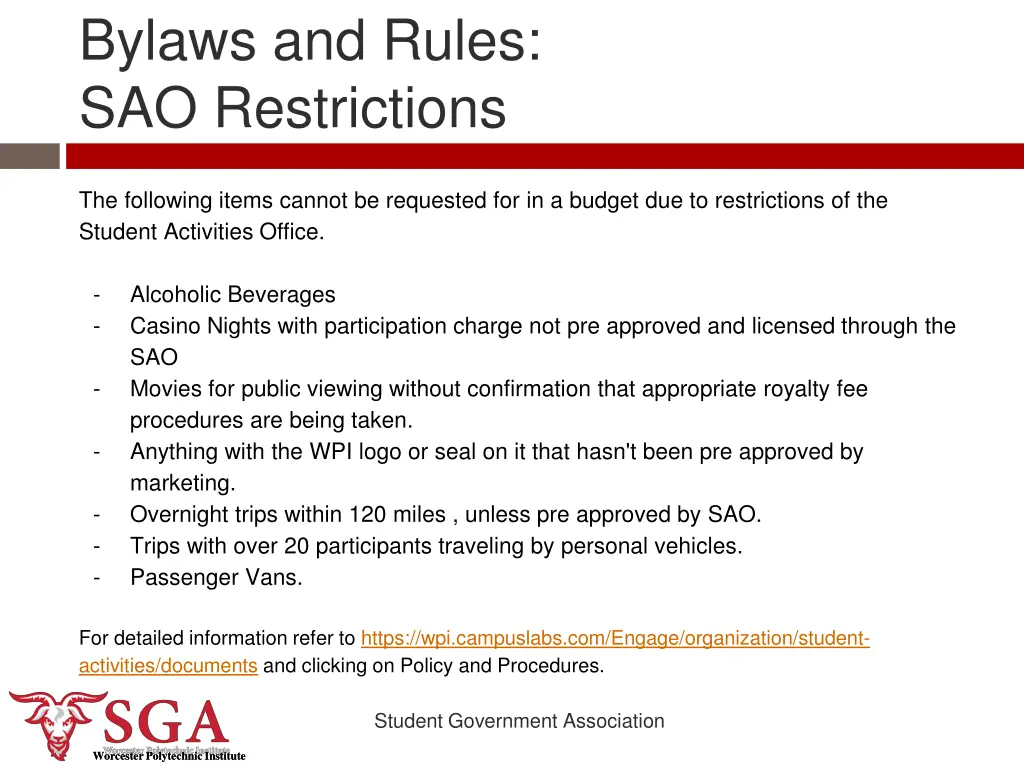 bylaws and rules sao restrictions