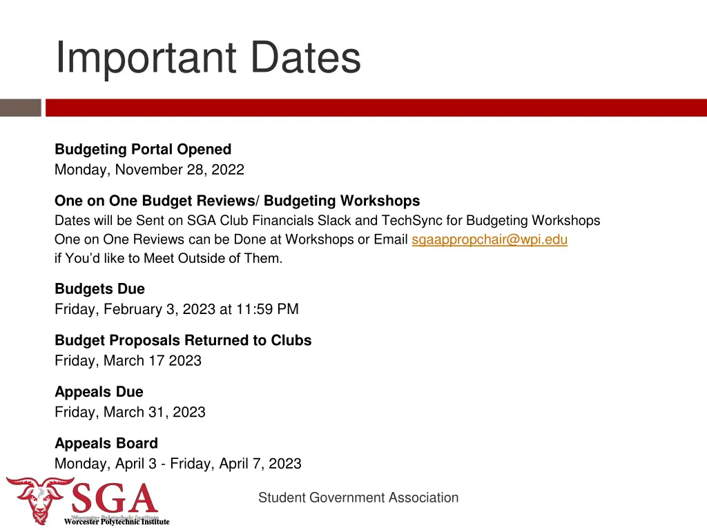 important dates