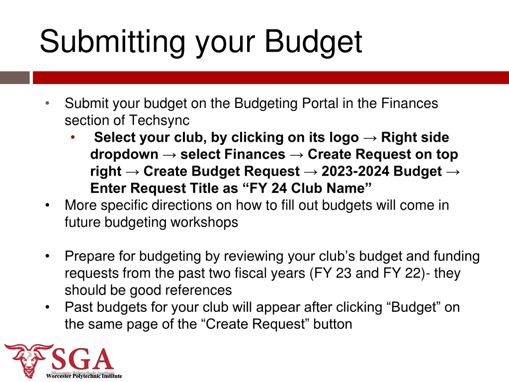 submitting your budget