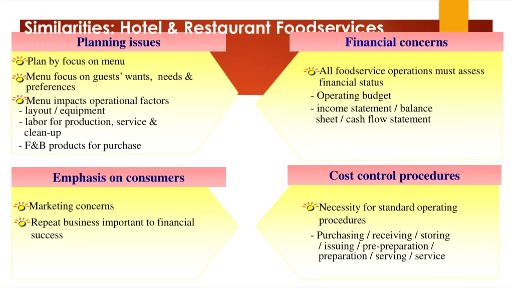 similarities hotel restaurant foodservices