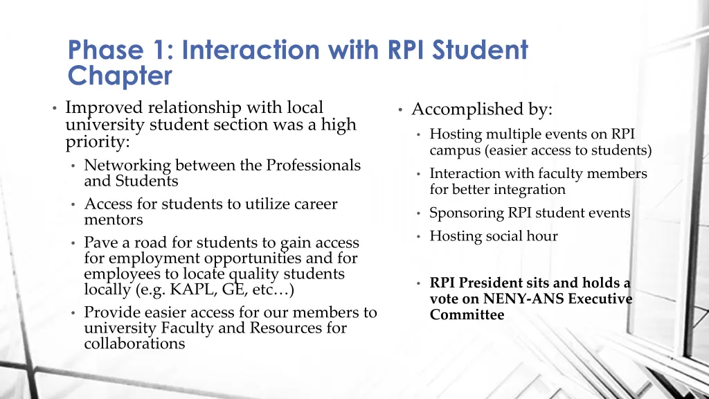 phase 1 interaction with rpi student chapter