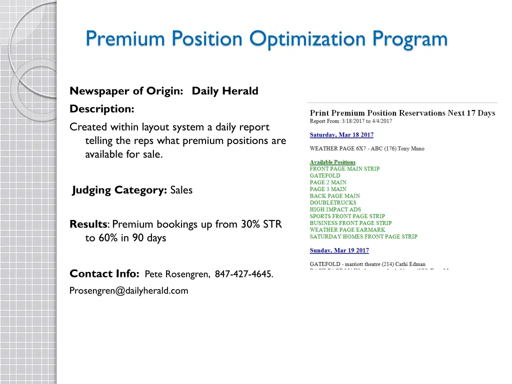 premium position optimization program