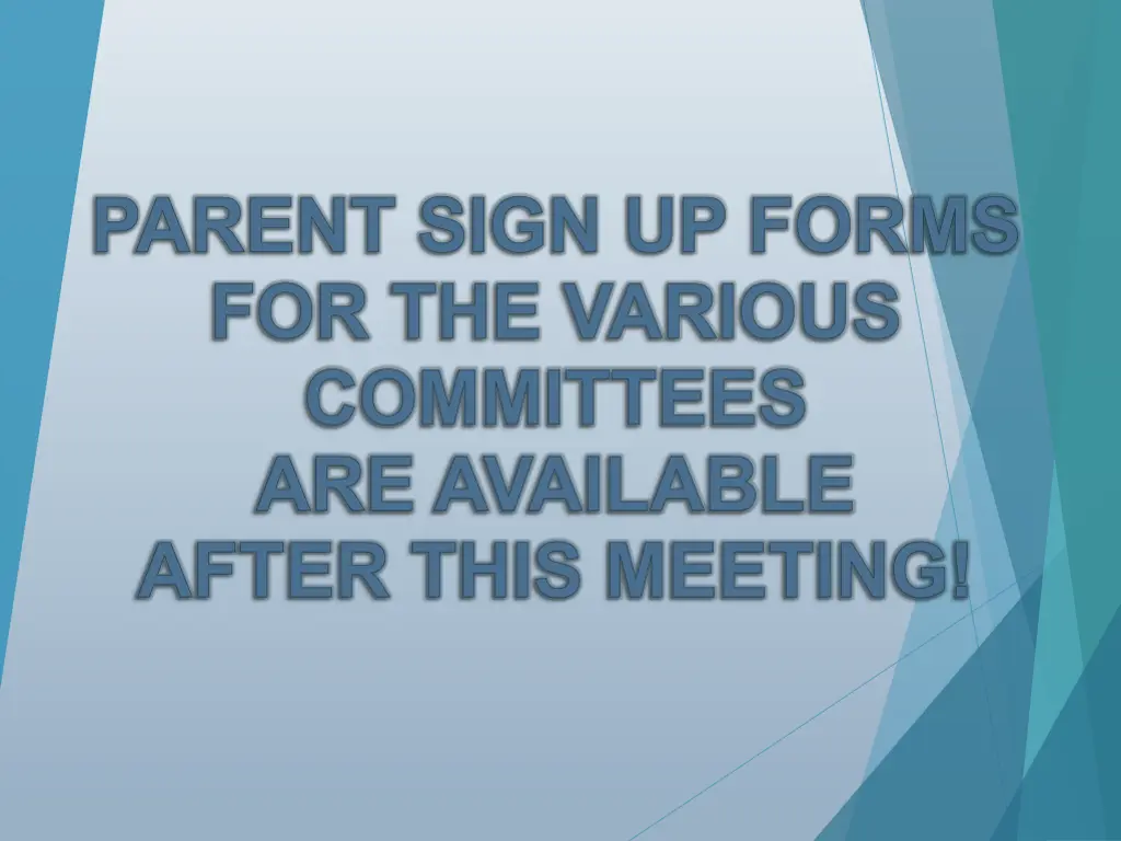 parent sign up forms for the various committees