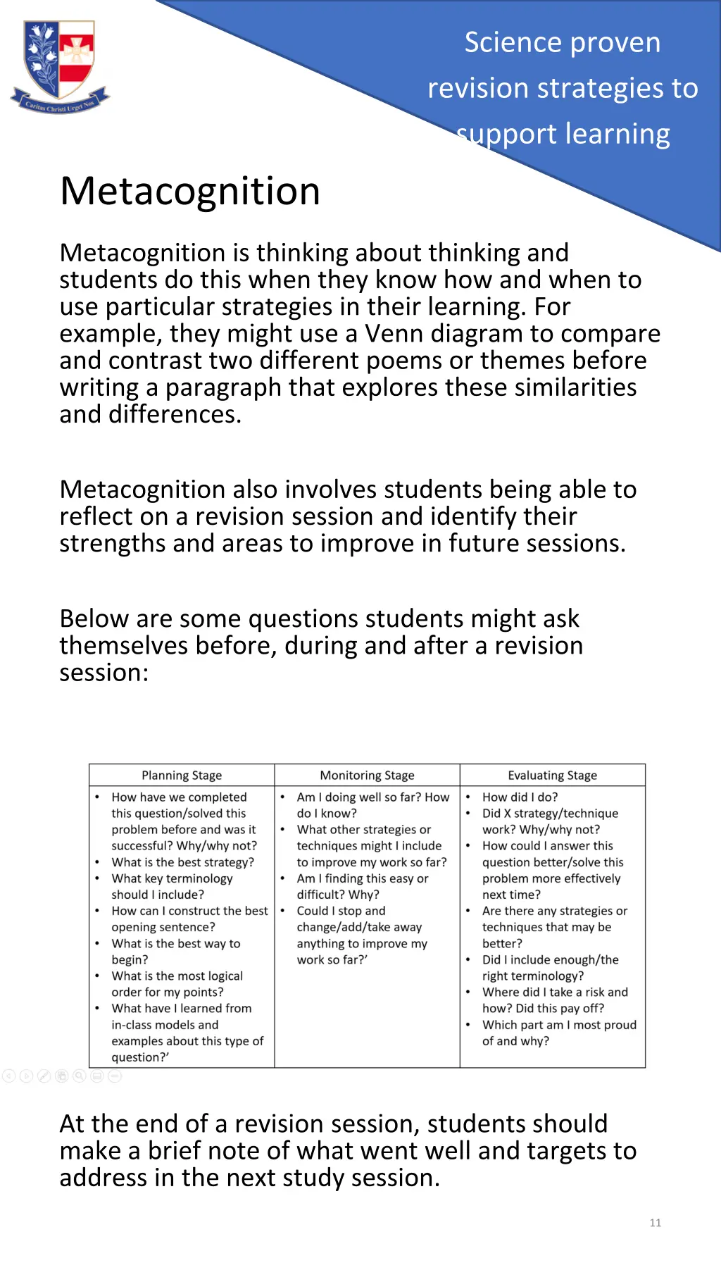 science proven revision strategies to support 10