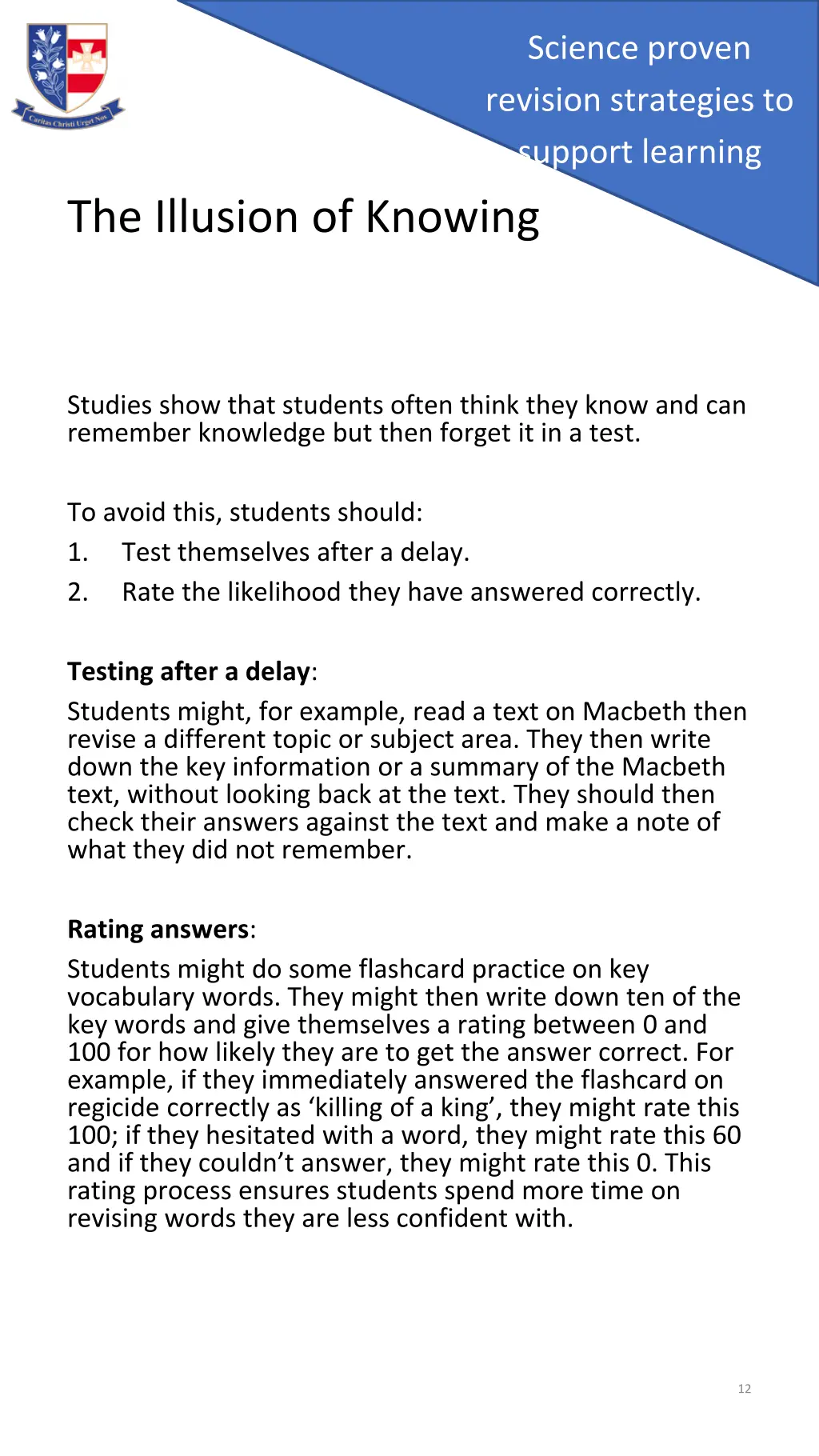 science proven revision strategies to support 11