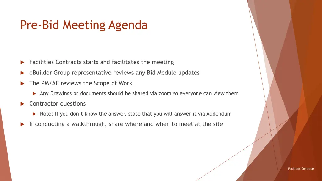 pre bid meeting agenda