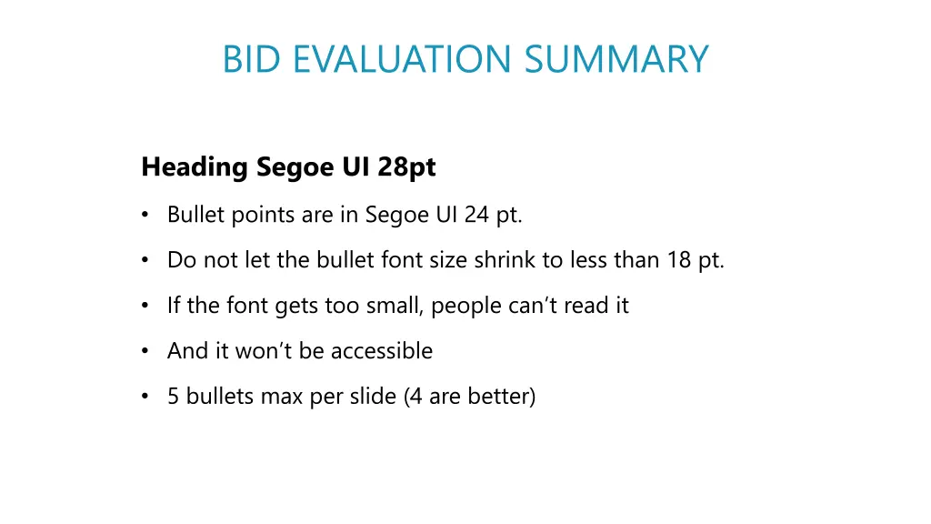 bid evaluation summary