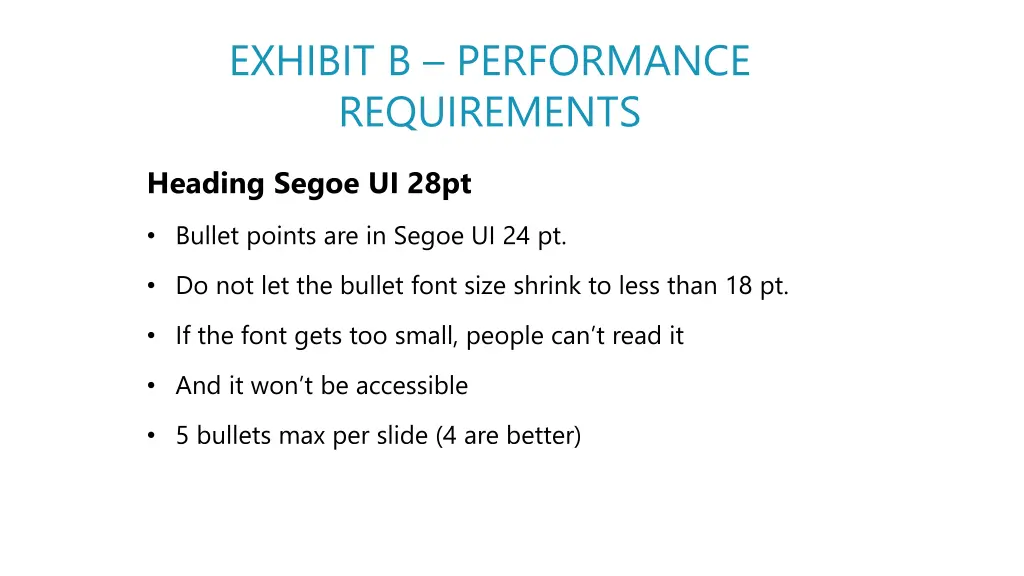 exhibit b performance requirements