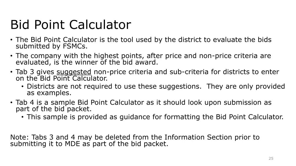 bid point calculator