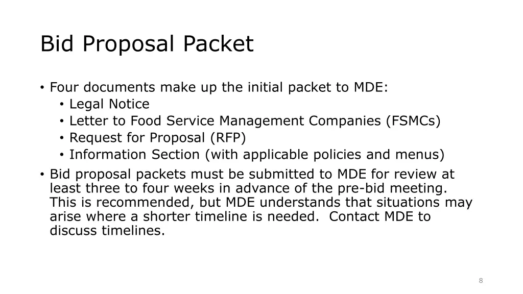 bid proposal packet