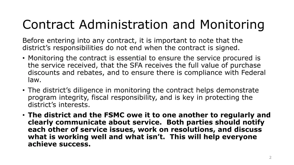 contract administration and monitoring