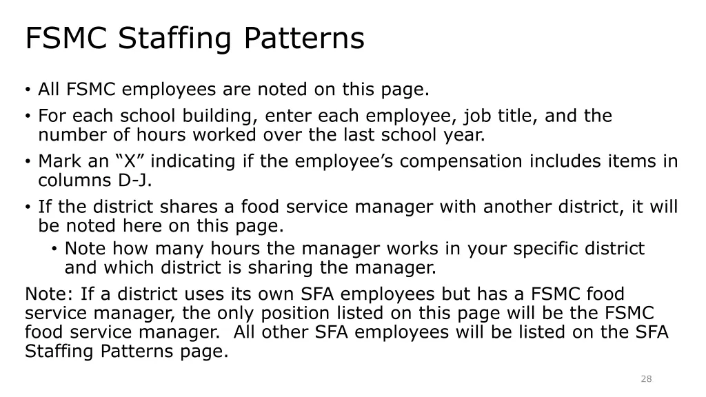 fsmc staffing patterns