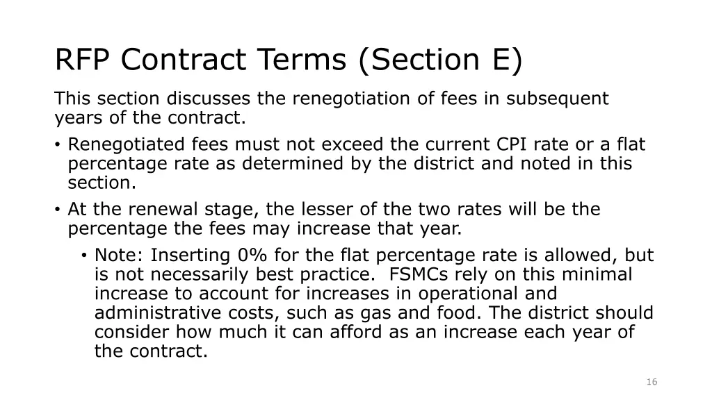 rfp contract terms section e