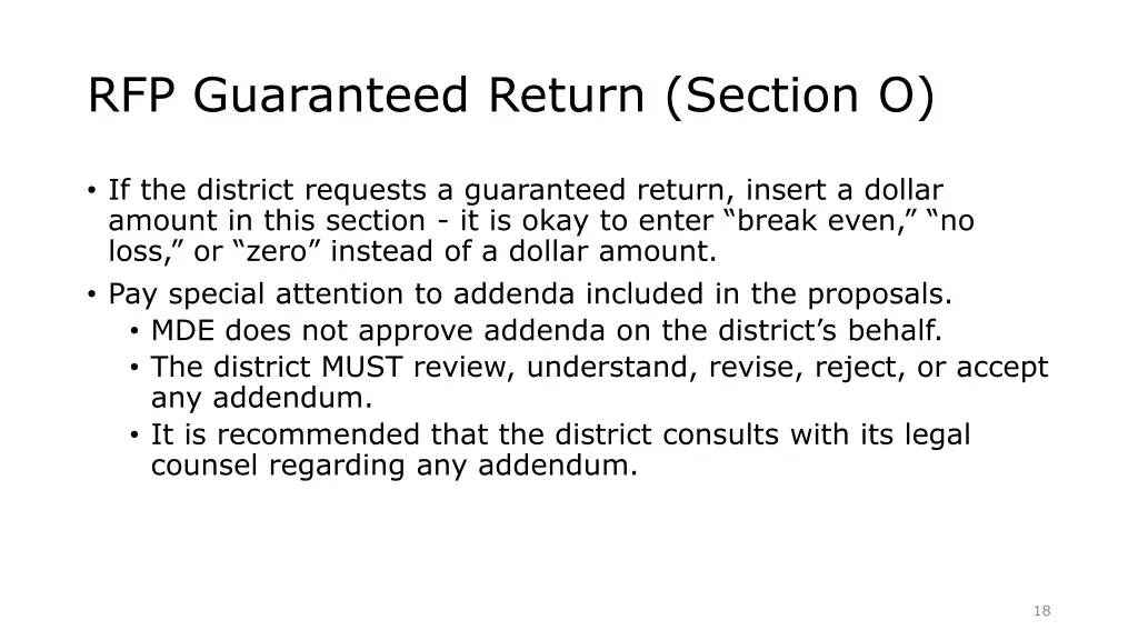 rfp guaranteed return section o