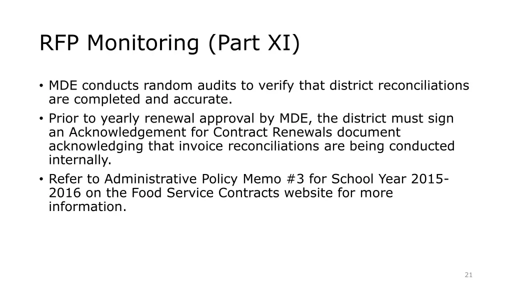 rfp monitoring part xi