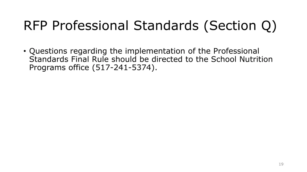 rfp professional standards section q