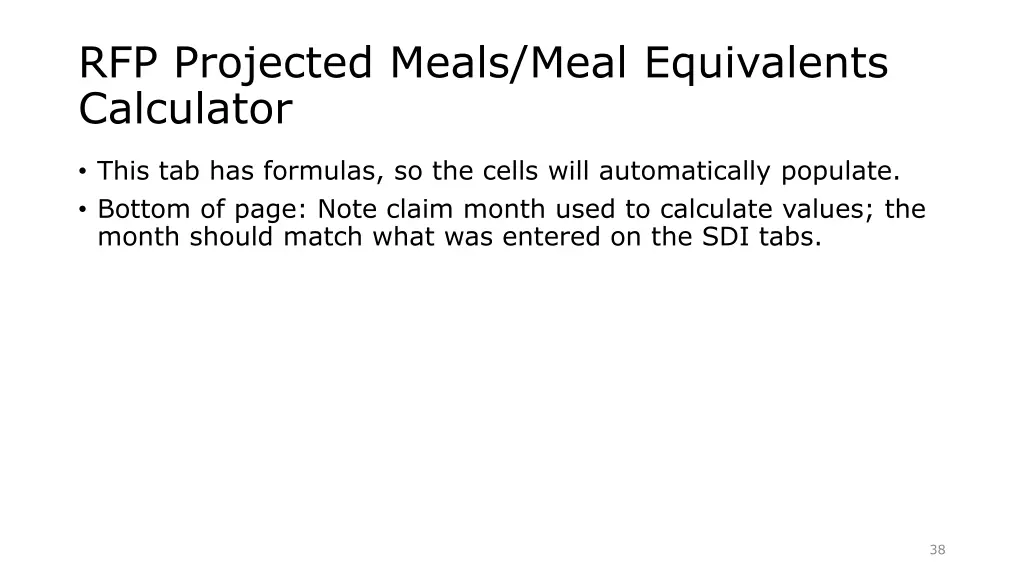 rfp projected meals meal equivalents calculator