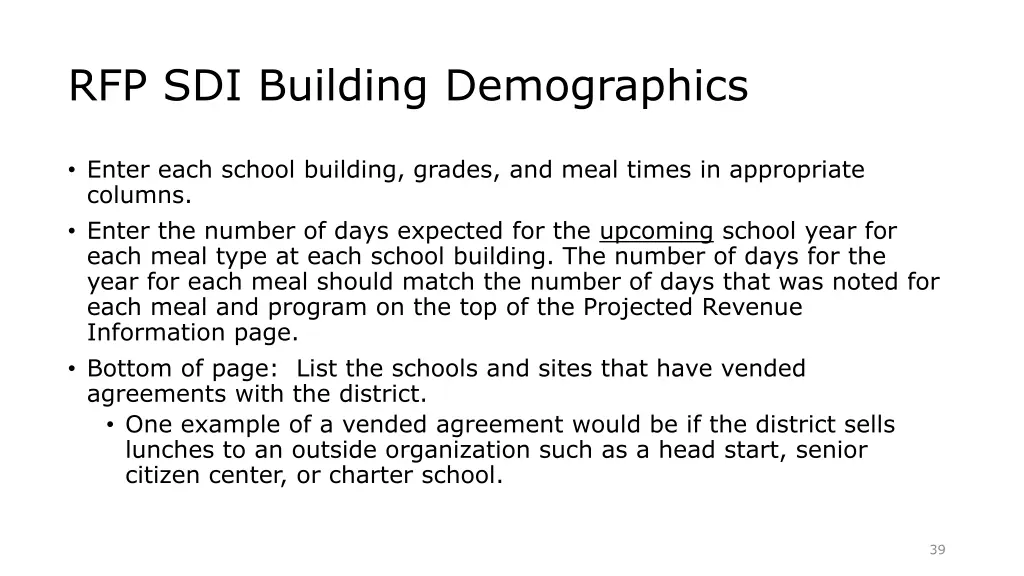 rfp sdi building demographics