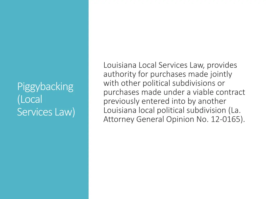 louisiana local services law provides authority