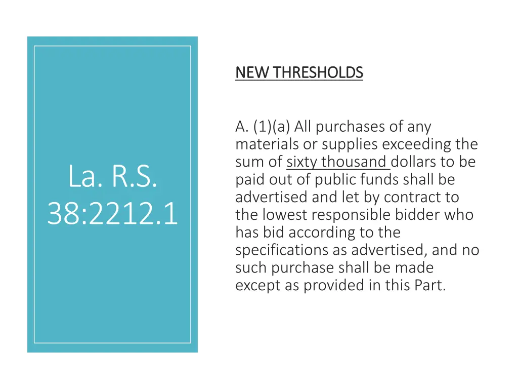 new thresholds new thresholds