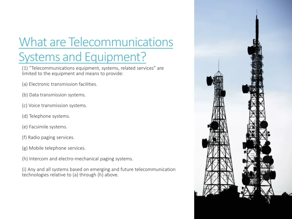 what are telecommunications systems and equipment