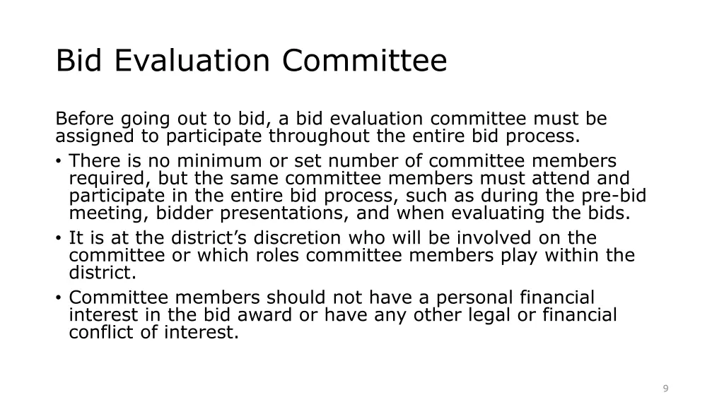 bid evaluation committee