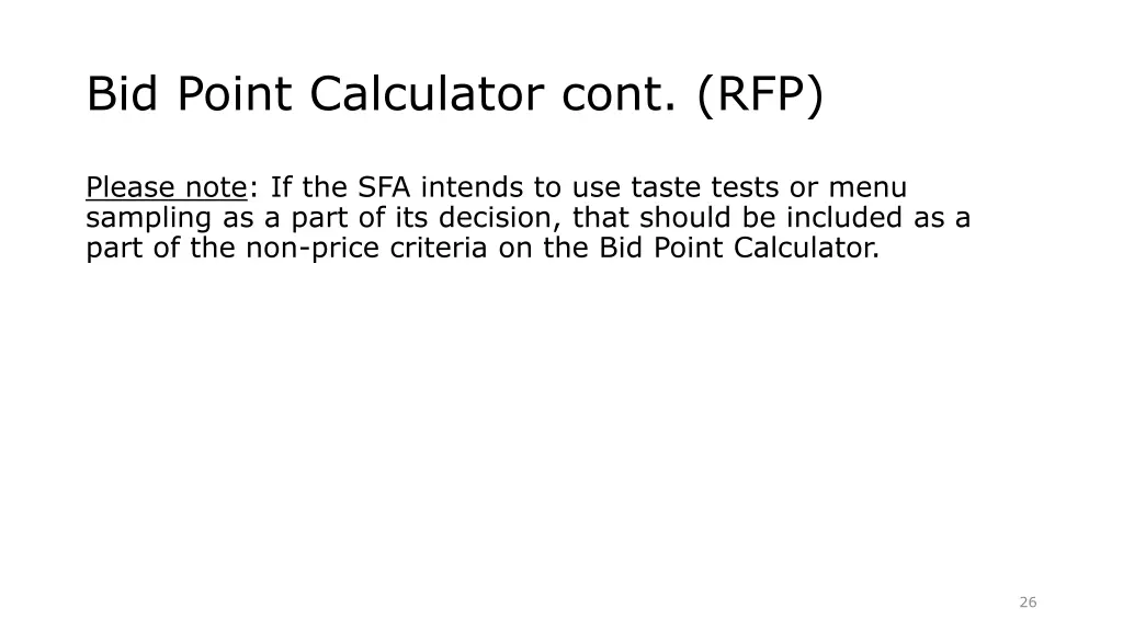 bid point calculator cont rfp