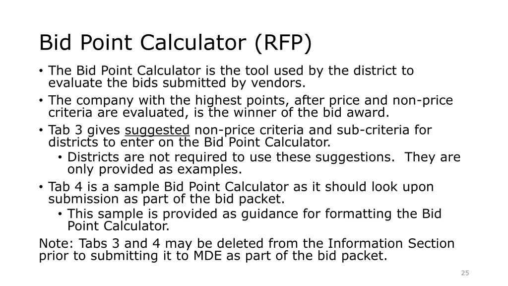 bid point calculator rfp