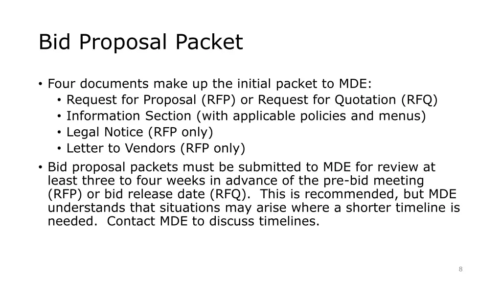 bid proposal packet