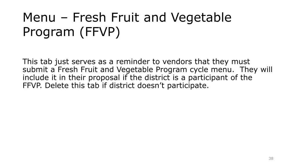 menu fresh fruit and vegetable program ffvp