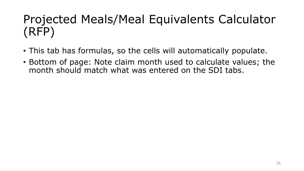 projected meals meal equivalents calculator rfp