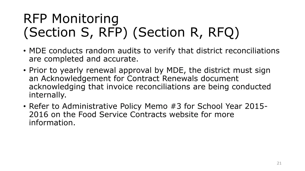 rfp monitoring section s rfp section r rfq