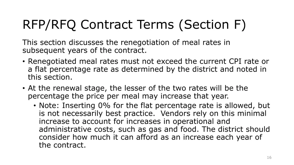 rfp rfq contract terms section f