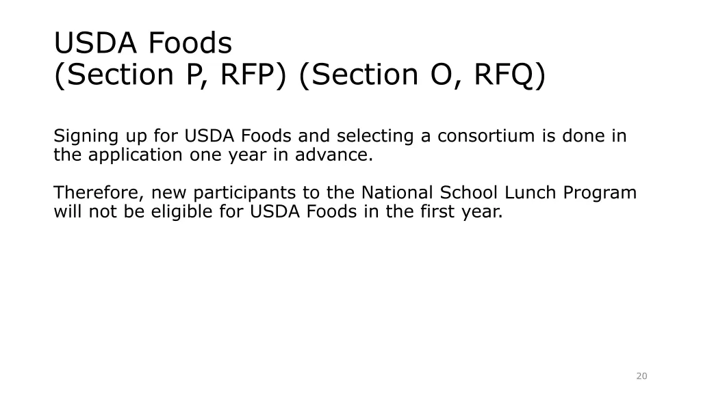 usda foods section p rfp section o rfq