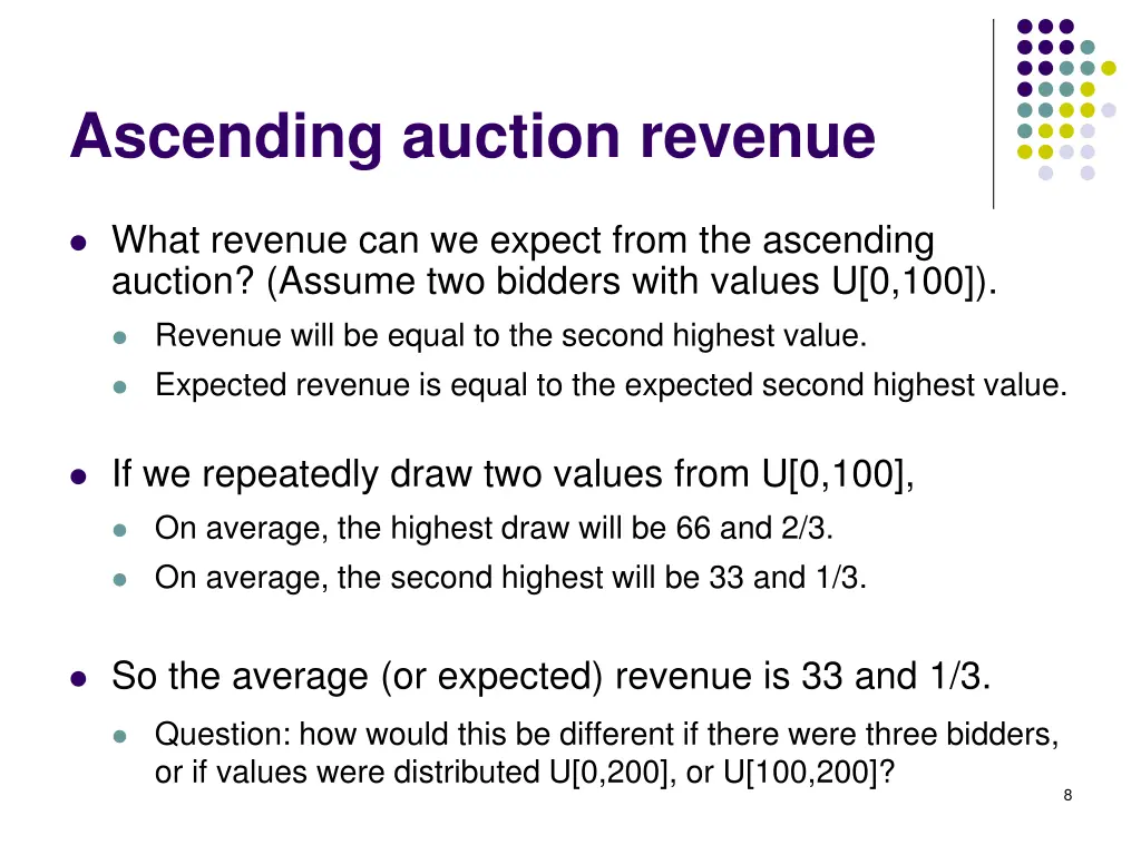 ascending auction revenue