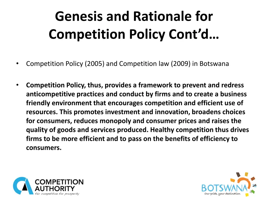 genesis and rationale for competition policy cont