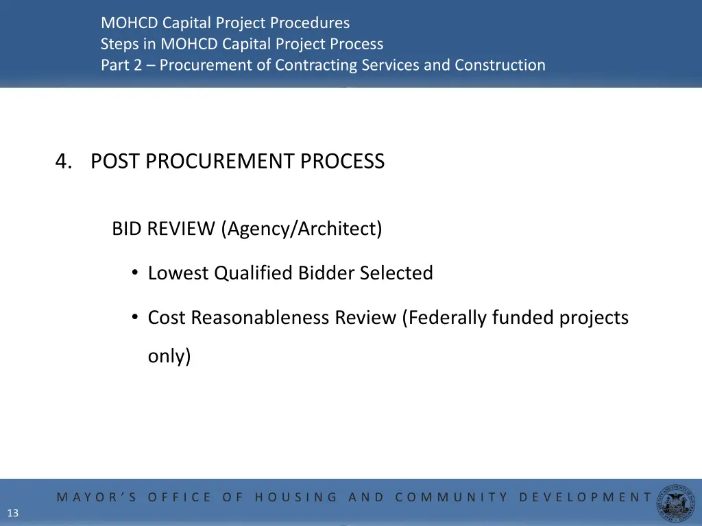 mohcd capital project procedures steps in mohcd 11