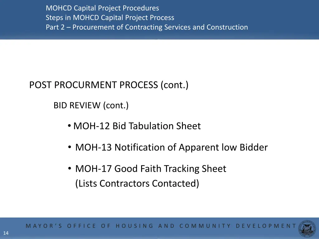 mohcd capital project procedures steps in mohcd 12