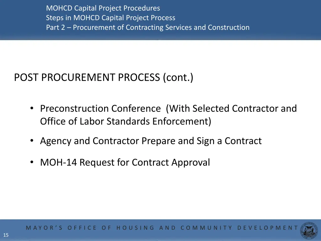 mohcd capital project procedures steps in mohcd 13