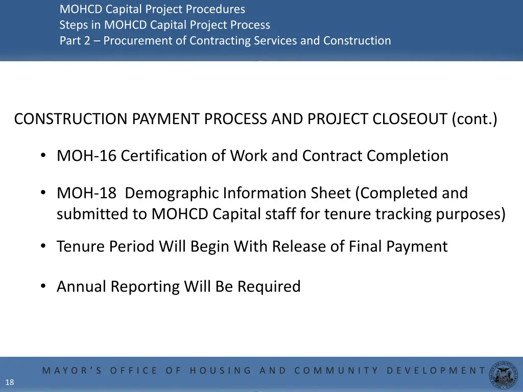 mohcd capital project procedures steps in mohcd 16