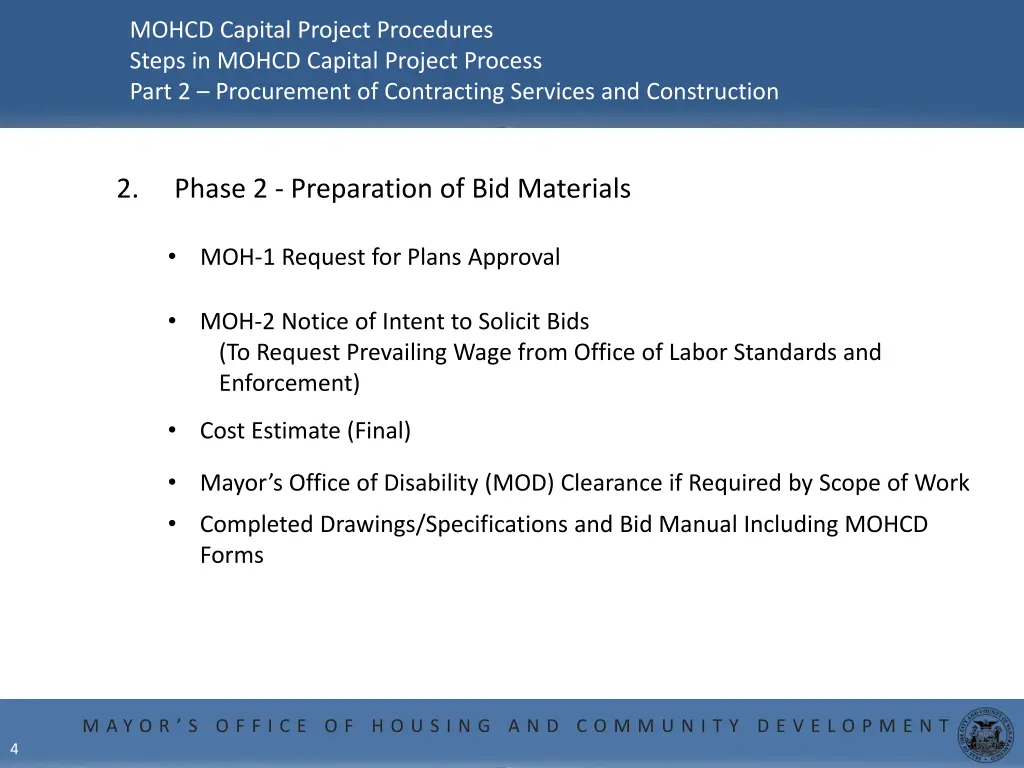 mohcd capital project procedures steps in mohcd 2