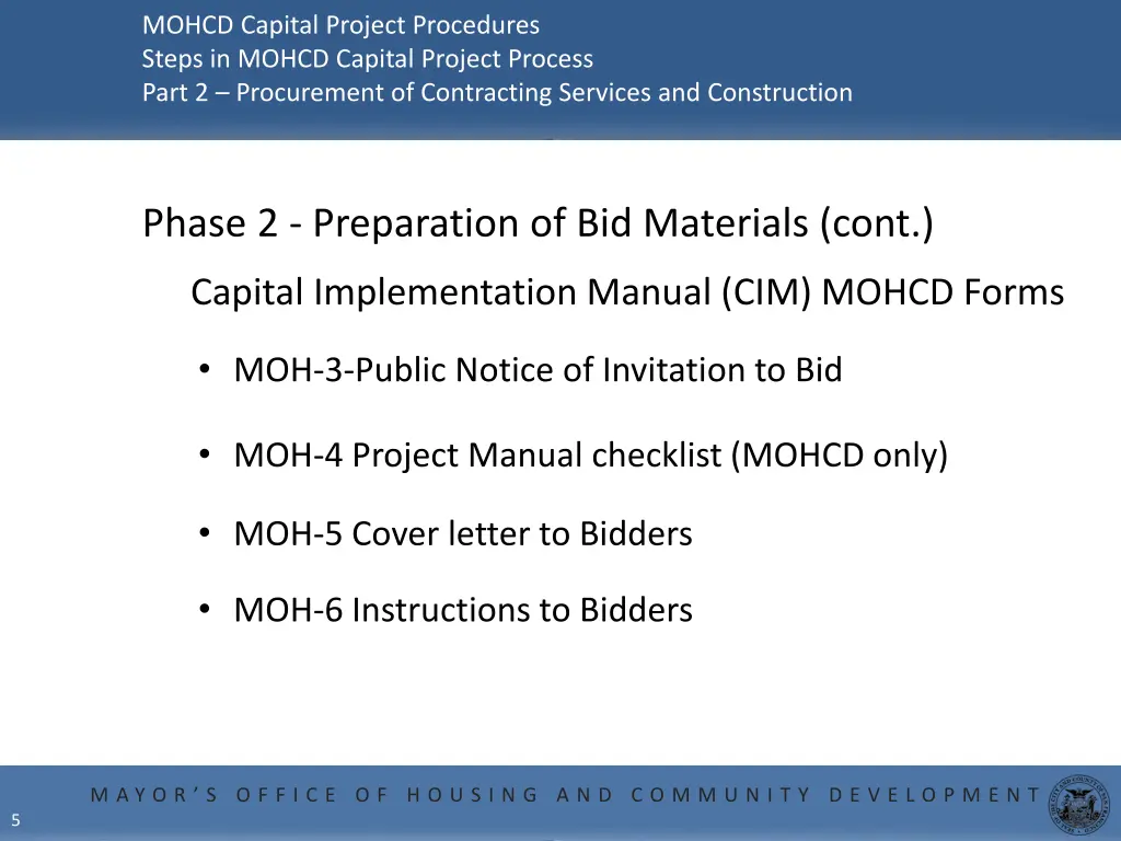 mohcd capital project procedures steps in mohcd 3