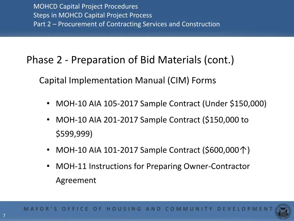 mohcd capital project procedures steps in mohcd 5