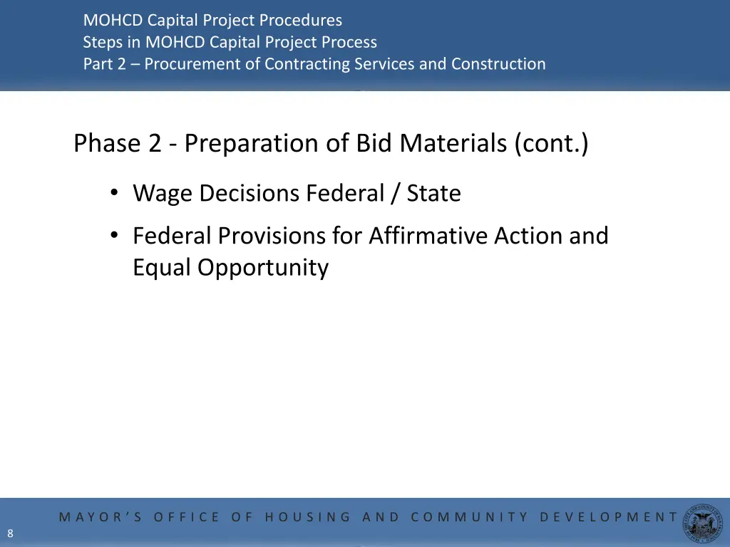 mohcd capital project procedures steps in mohcd 6