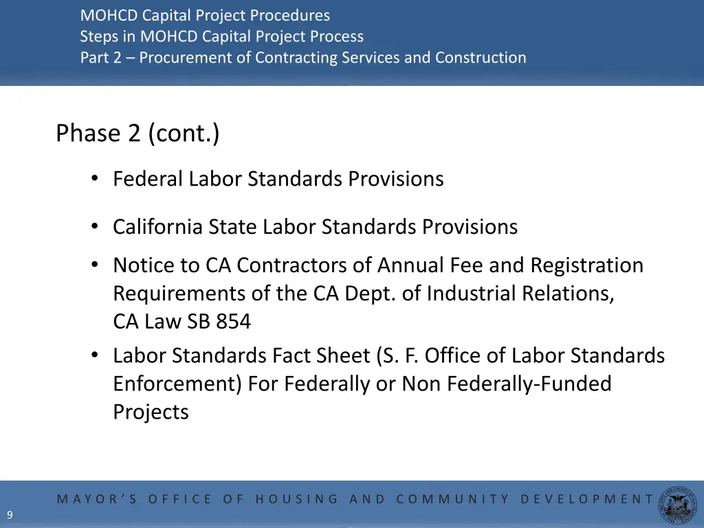 mohcd capital project procedures steps in mohcd 7