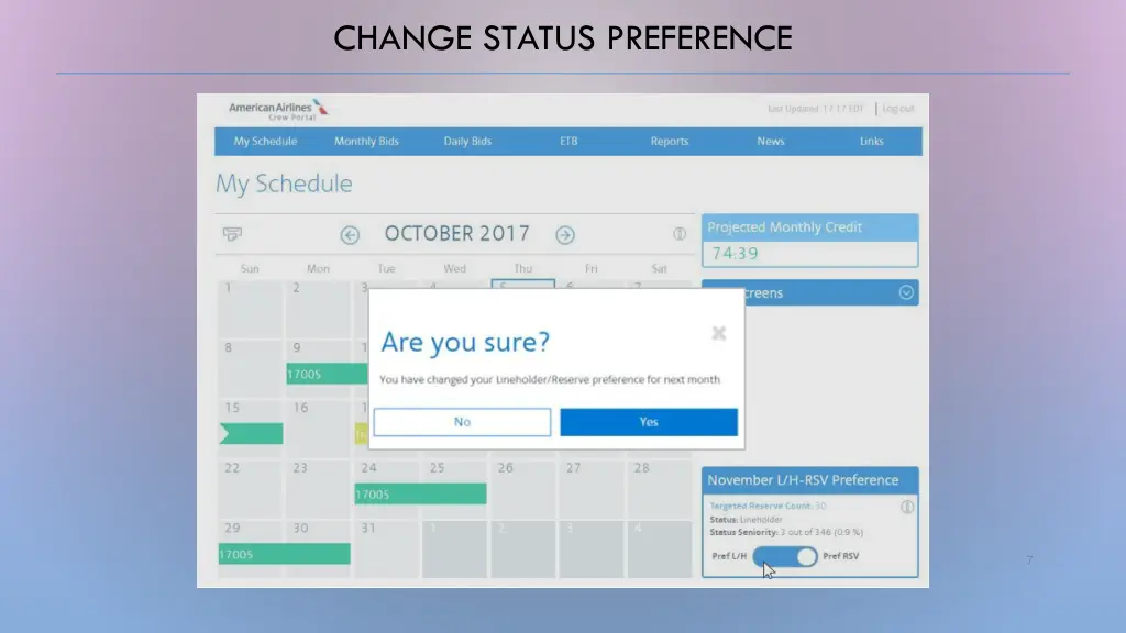 change status preference