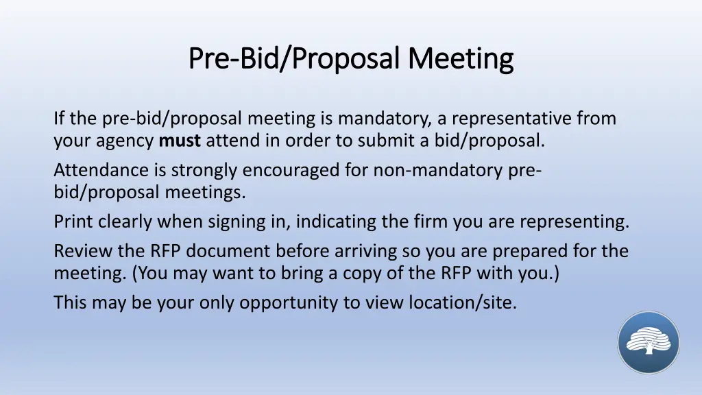 pre pre bid proposal meeting bid proposal meeting